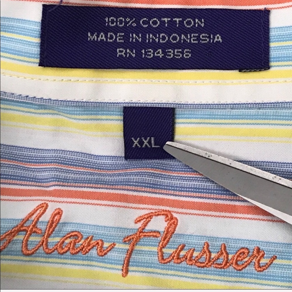 Alan Flusser 2XL Vertical Stripe Multi Color Shirt - Picture 4 of 8